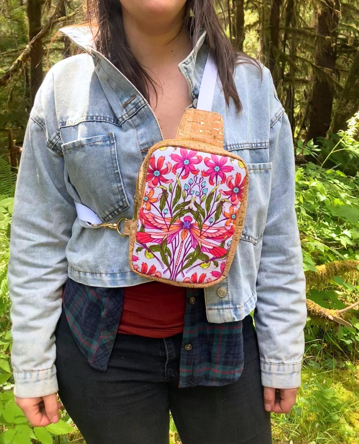 Mini Sling Backpack | Tula Pink Dragonfly | Adjustable Strap Bag Purse | Crossbody Chest Pack | Festival Rave Concert Travel