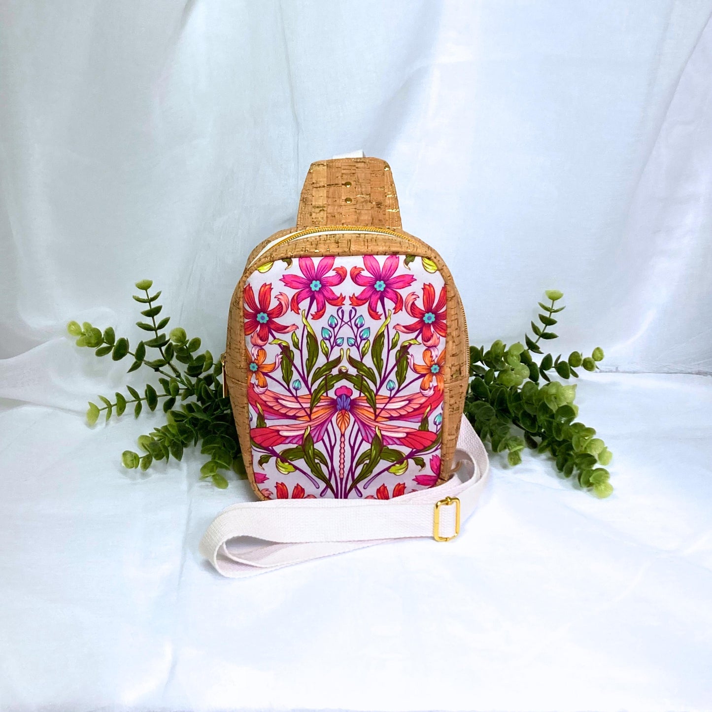 Mini Sling Backpack | Tula Pink Dragonfly | Adjustable Strap Bag Purse | Crossbody Chest Pack | Festival Rave Concert Travel