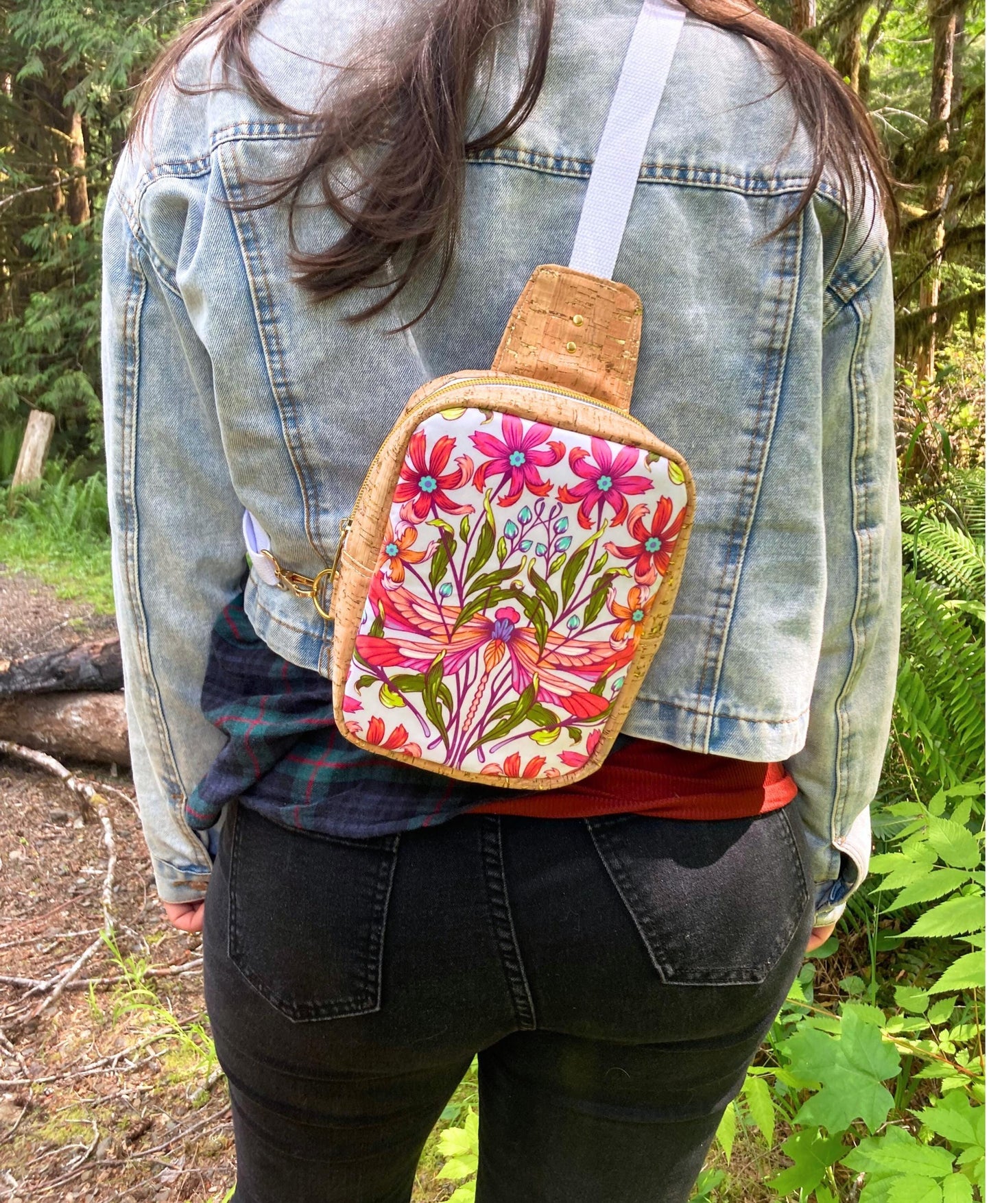 Mini Sling Backpack | Tula Pink Dragonfly | Adjustable Strap Bag Purse | Crossbody Chest Pack | Festival Rave Concert Travel