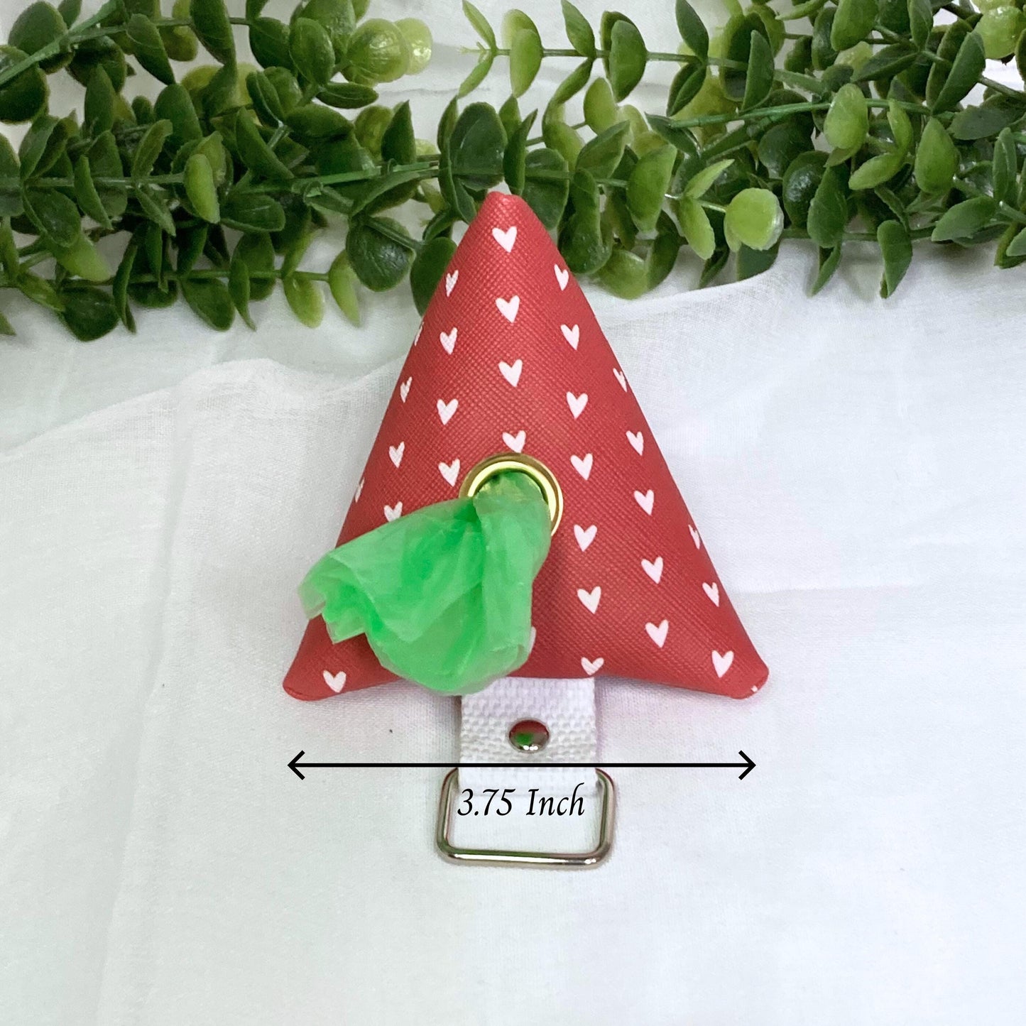 Dog Waste Bag Dispenser | Red Hearts | Pet Training Dog Poop | Triangle Tetrahedron Keychain Zipper | Canine Care