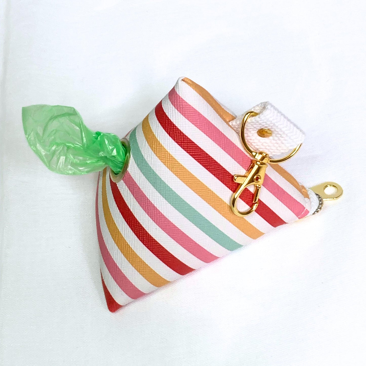 Dog Waste Bag Dispenser | Stripes | Pet Training Dog Poop | Triangle Tetrahedron Keychain Zipper | Canine Care