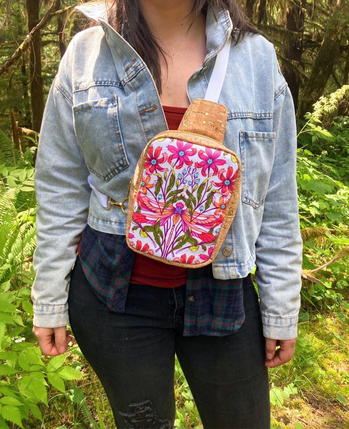 Mini Sling Backpack | Tula Pink Dragonfly | Adjustable Strap Bag Purse | Crossbody Chest Pack | Festival Rave Concert Travel
