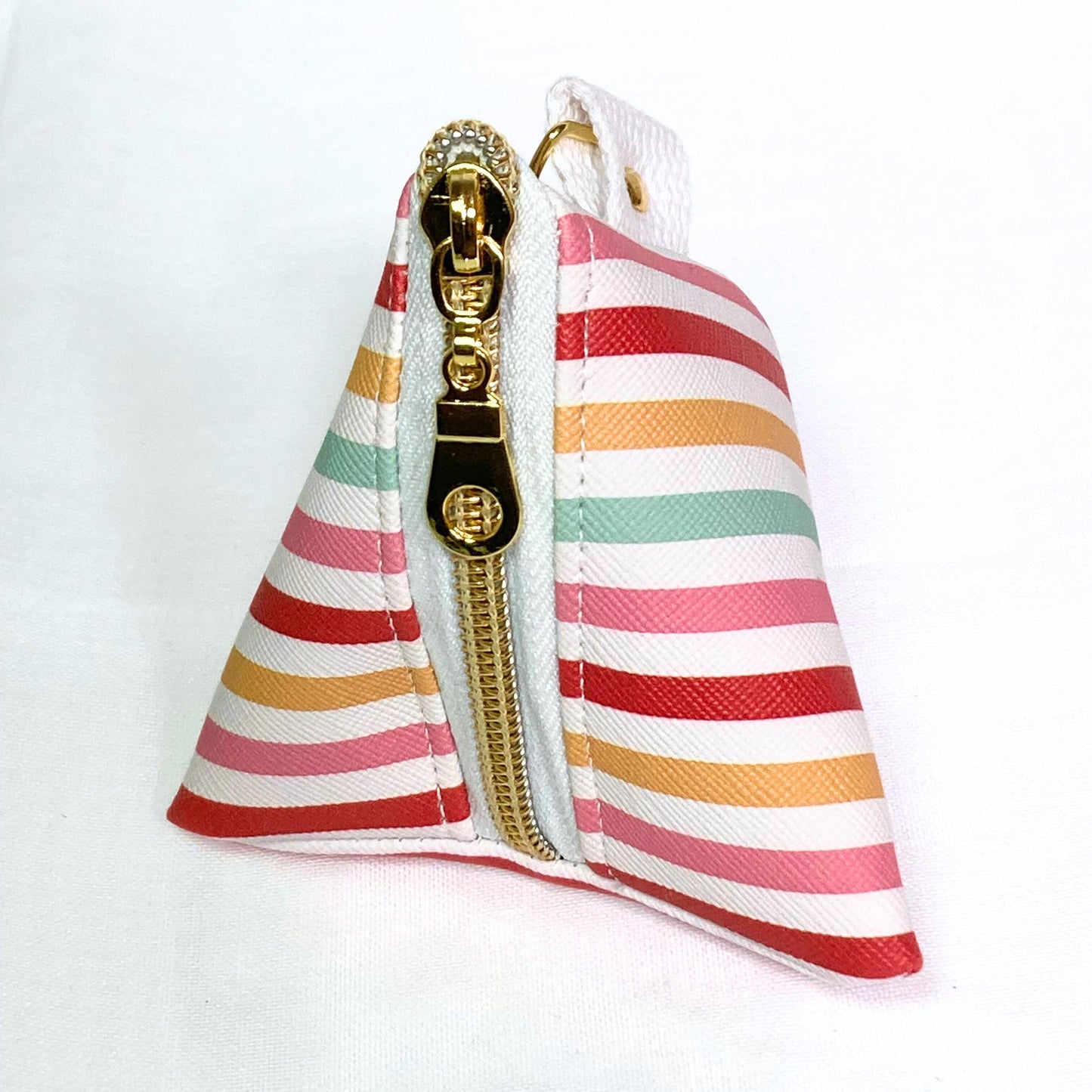 Dog Waste Bag Dispenser | Stripes | Pet Training Dog Poop | Triangle Tetrahedron Keychain Zipper | Canine Care