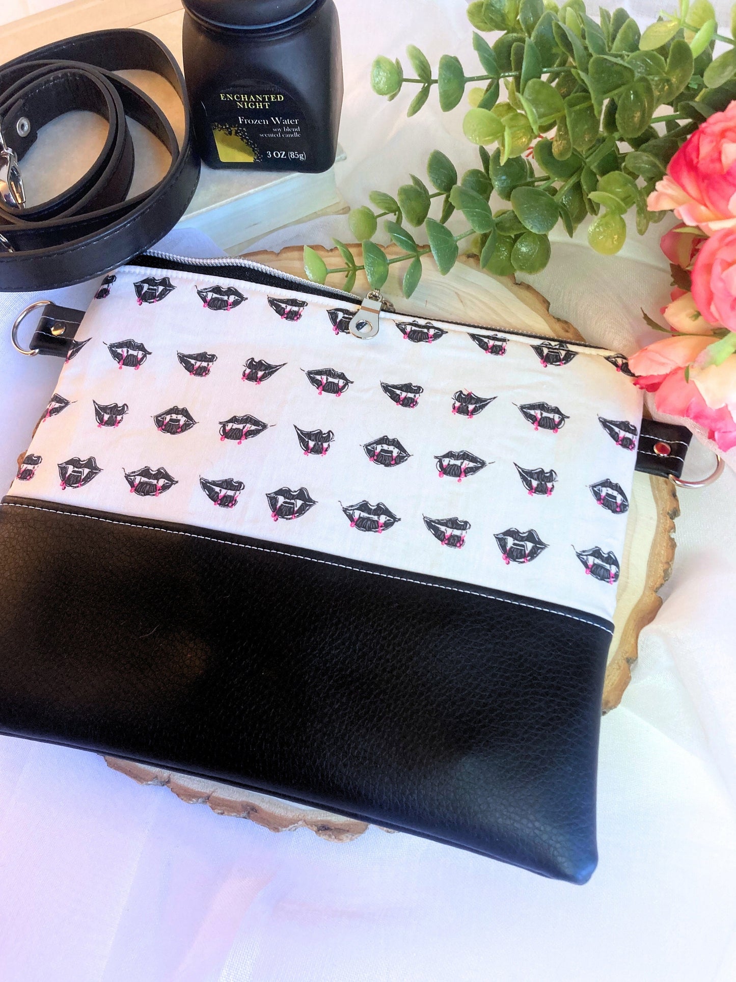 Vampire Fang Crossbody Purse | Black Vegan Faux Leather