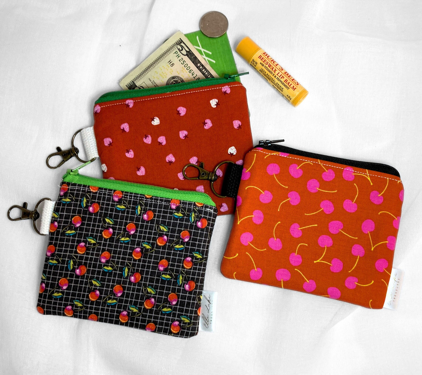 Cherry Coin Purse | Cotton Small Wallet Card Holder