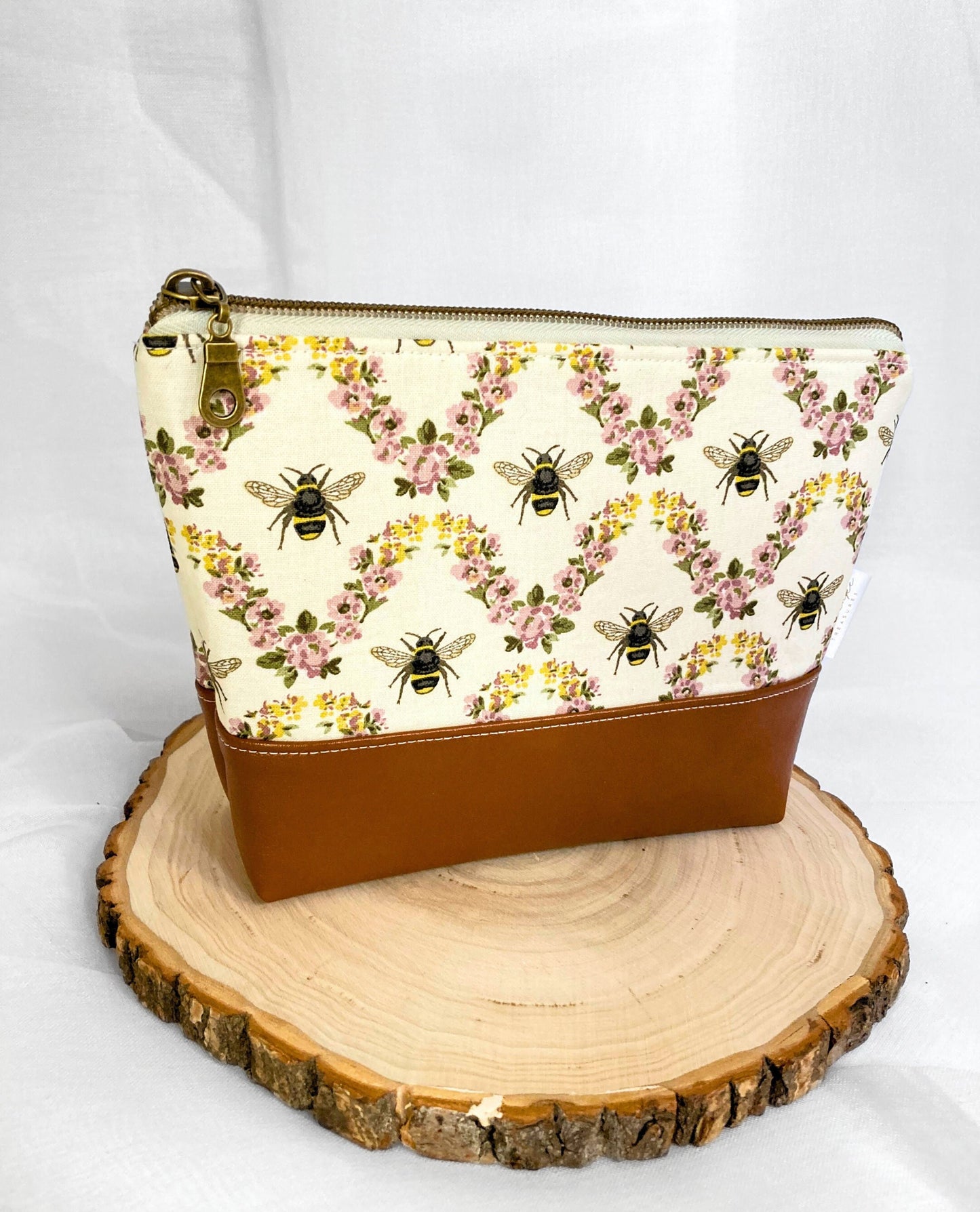 Honeybee Makeup Bag | Cotton Vinyl Cosmetic Pouch