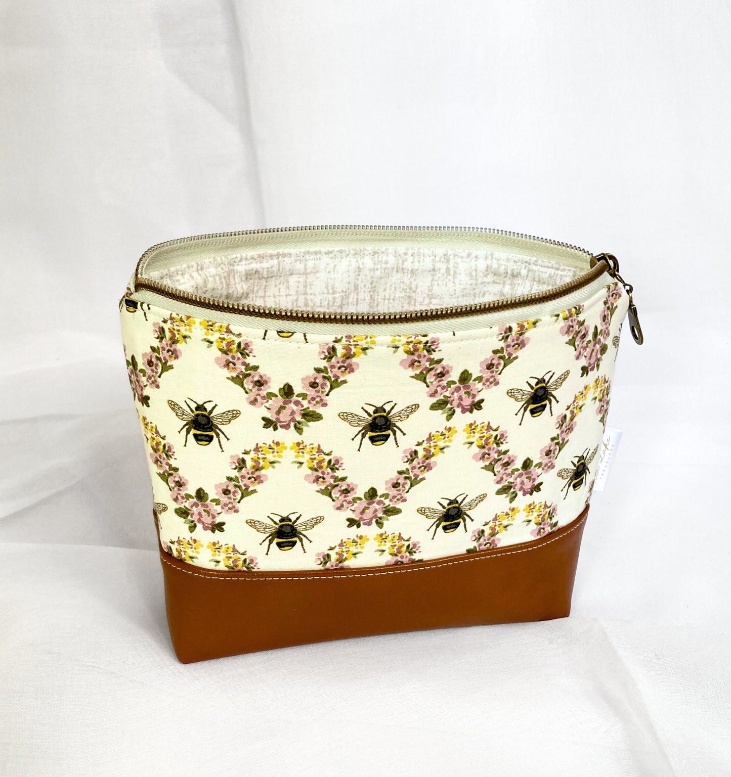 Honeybee Makeup Bag | Cotton Vinyl Cosmetic Pouch