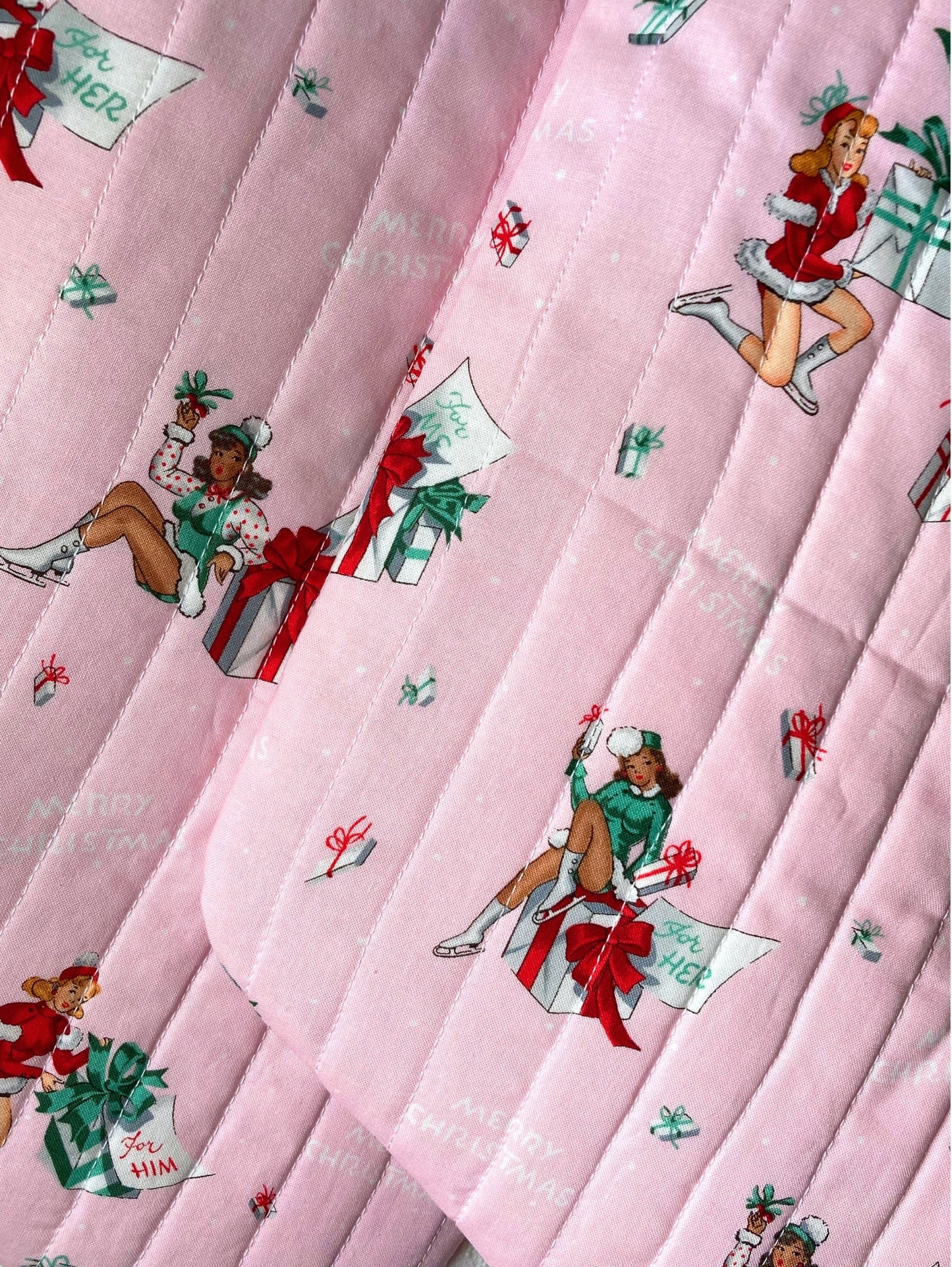 Pastel Pink Christmas Stocking | Quilted Cotton