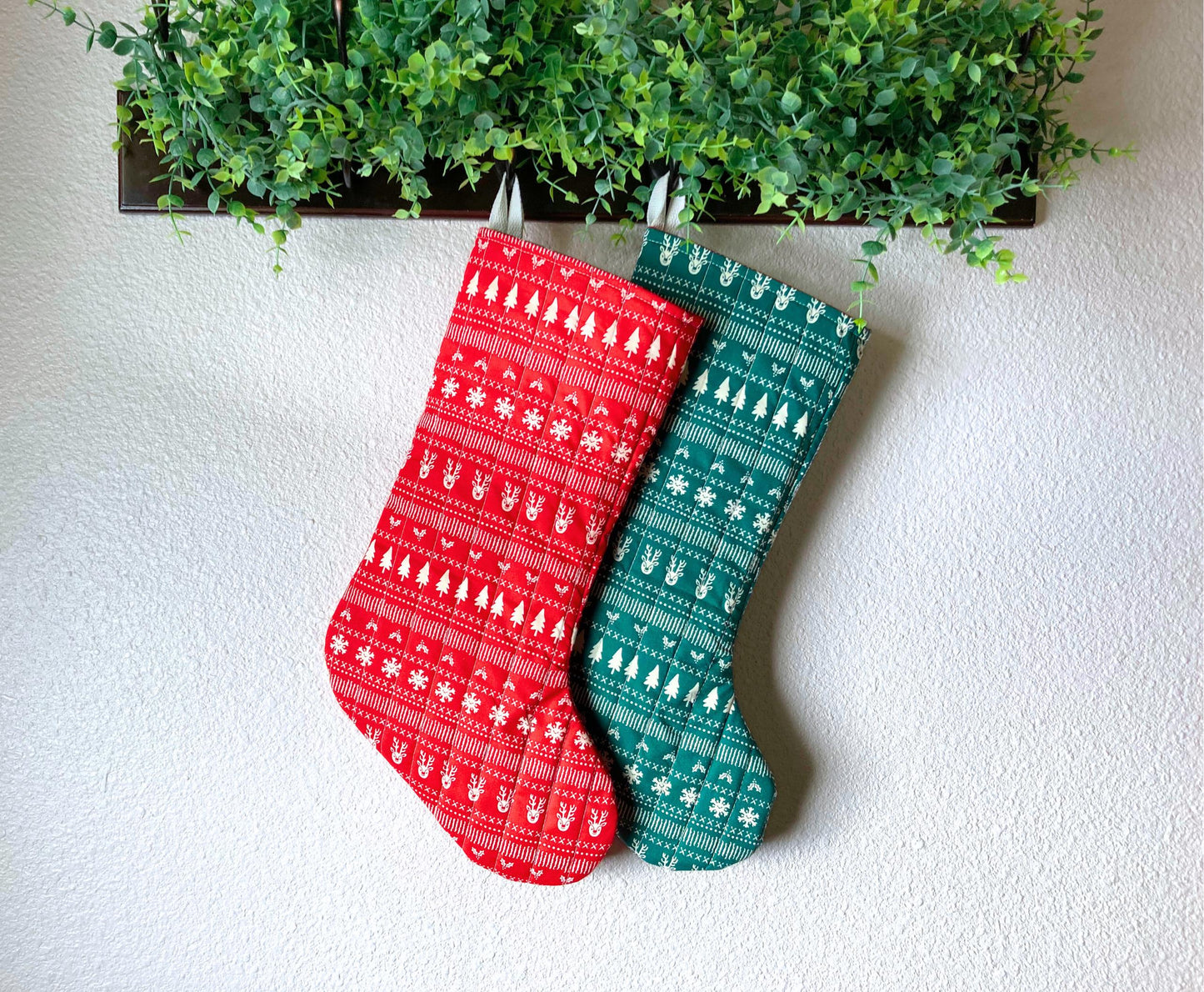 Classic Quilted Christmas Stocking | Christmas Sweater Print