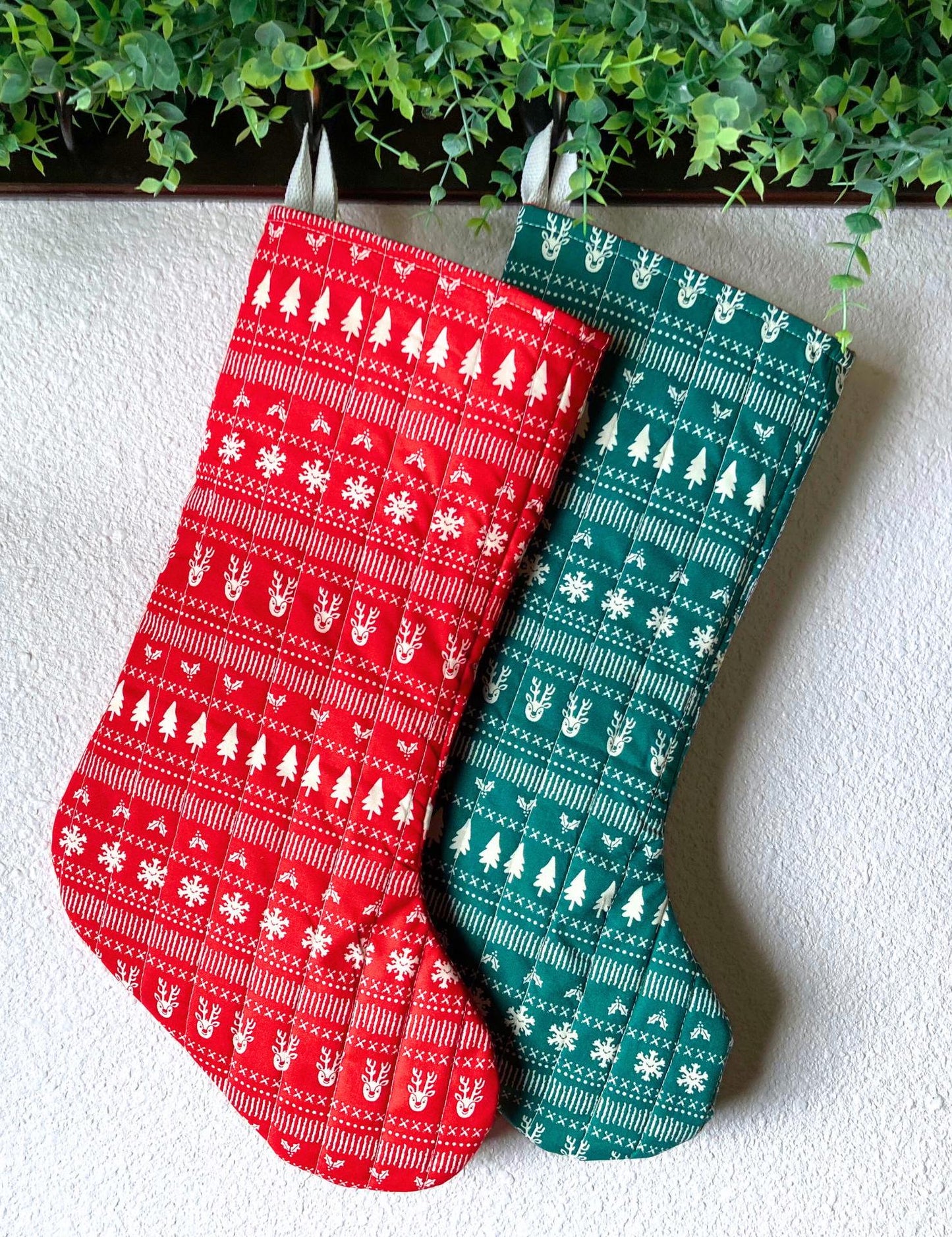 Classic Quilted Christmas Stocking | Christmas Sweater Print