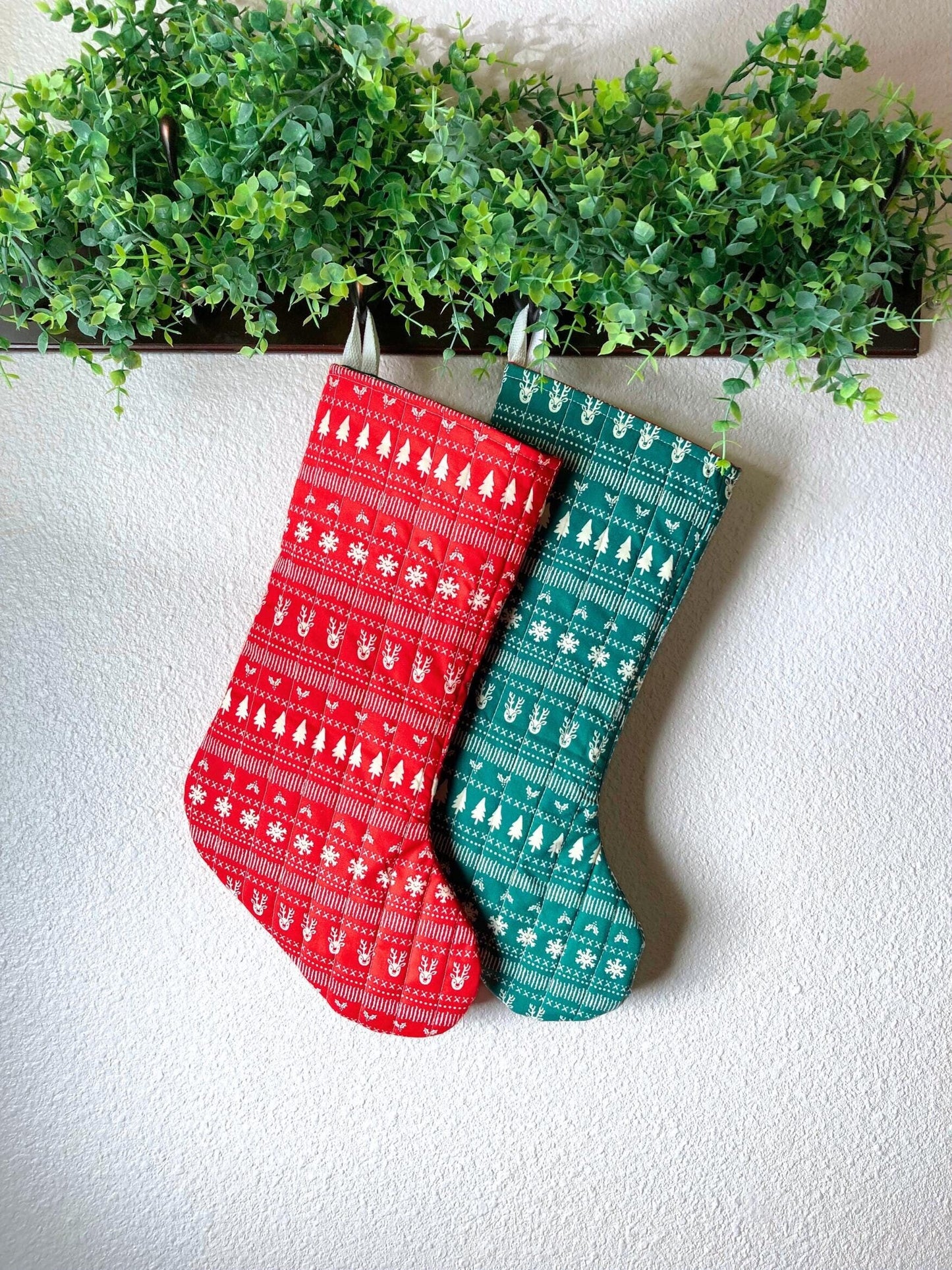 Classic Quilted Christmas Stocking | Christmas Sweater Print