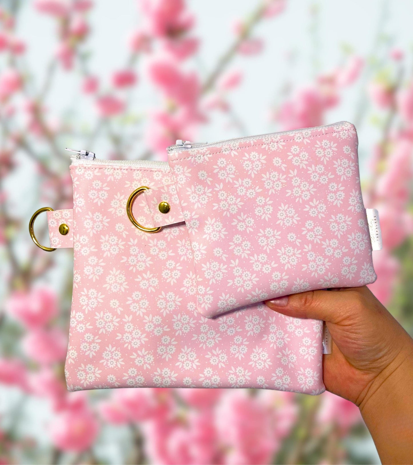 Zipper Coin Pouch Girly Floral Gift Set | Vinyl Padded Bag