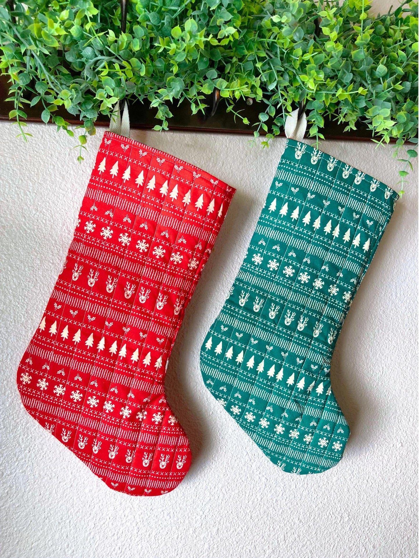 Classic Quilted Christmas Stocking | Christmas Sweater Print