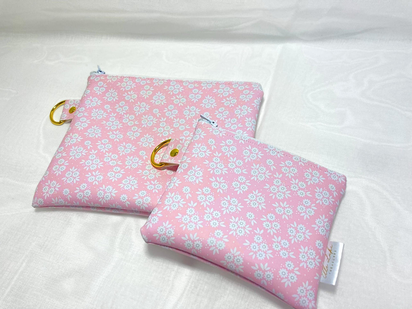 Zipper Coin Pouch Girly Floral Gift Set | Vinyl Padded Bag