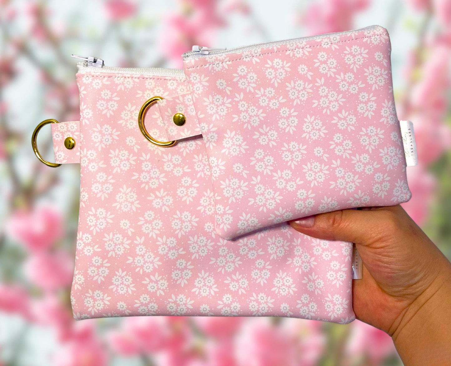 Zipper Coin Pouch Girly Floral Gift Set | Vinyl Padded Bag
