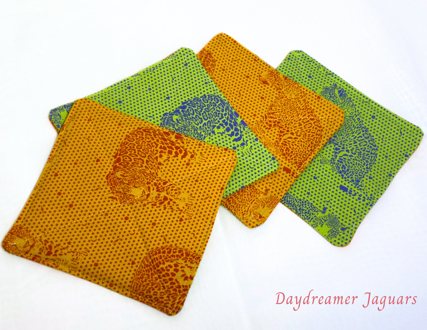 Tula Pink Fabric Coasters | Set of 4 | Bright Bold Sustainable Cotton Home Decor | Tea Coffee Gift