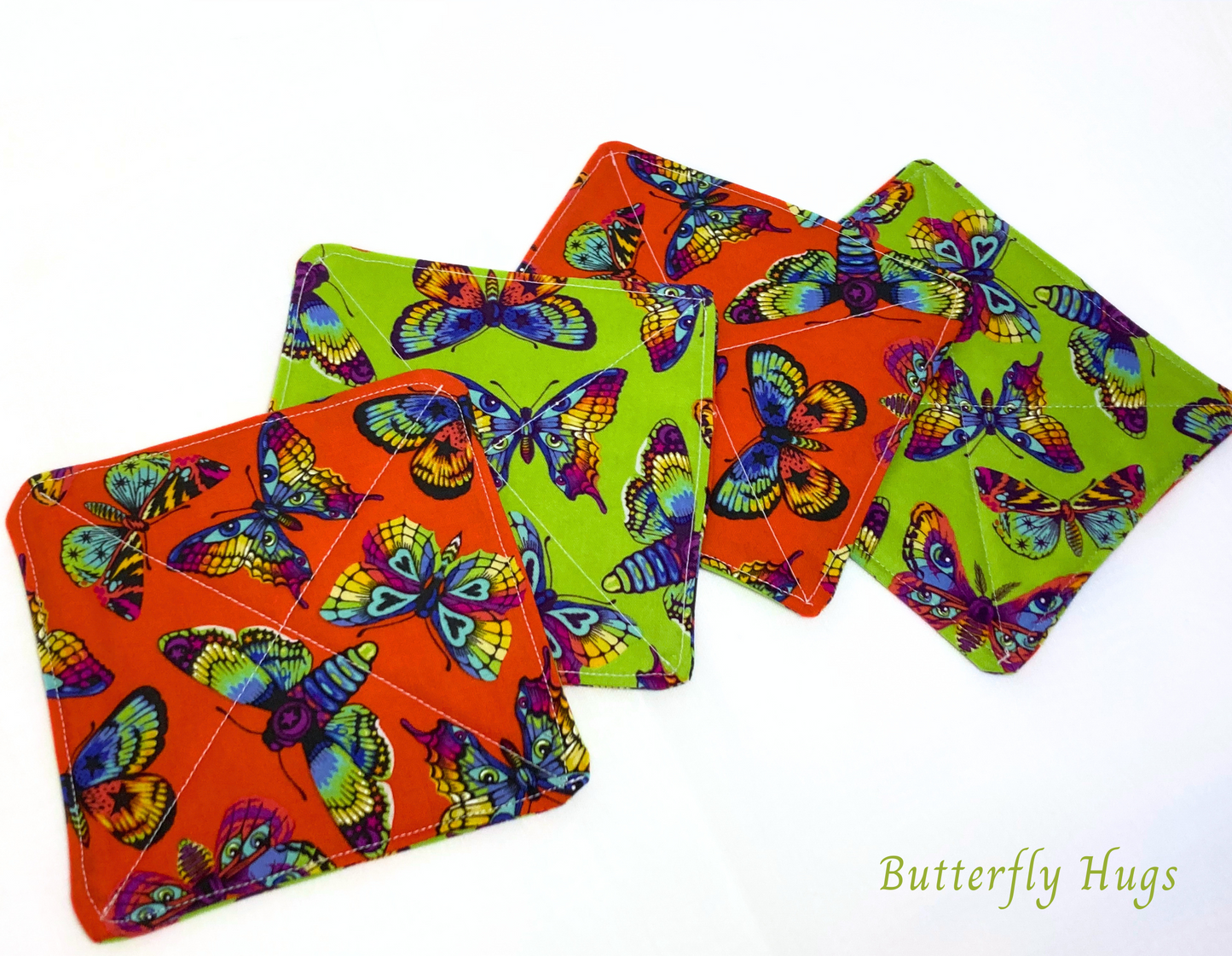 Tula Pink Fabric Coasters | Set of 4 | Bright Bold Sustainable Cotton Home Decor | Tea Coffee Gift