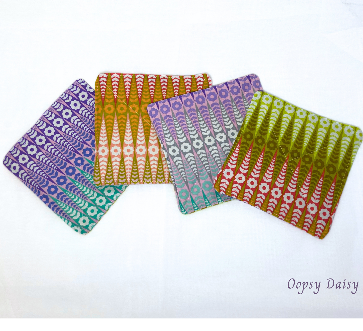 Tula Pink Fabric Coasters | Set of 4 | Bright Bold Sustainable Cotton Home Decor | Tea Coffee Gift