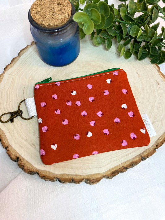 Strawberry Coin Purse | Cotton Small Wallet Card Holder