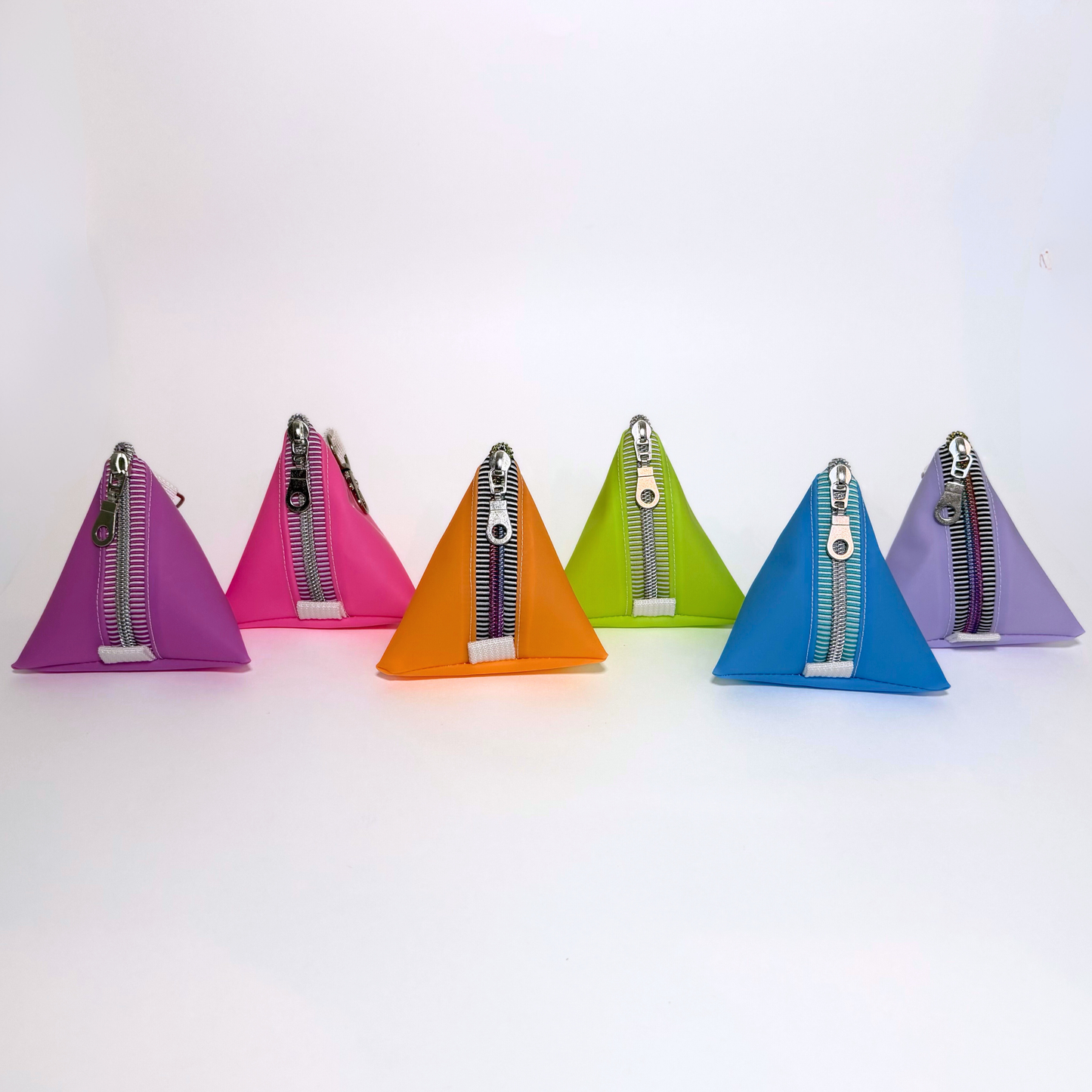 Rainbow Jelly Vinyl Coin Purse Tetrahedron Keychain Bag Geometry Pouch