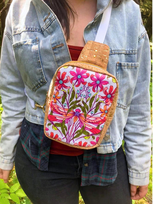 Mini Sling Backpack | Tula Pink Dragonfly | Adjustable Strap Bag Purse | Crossbody Chest Pack | Festival Rave Concert Travel