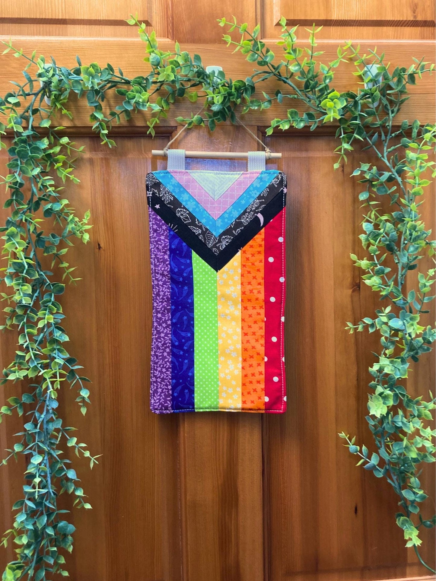 Quilted Wall Hanging Progress Pride Flag | Quilted Cotton Fabric Wall Art | LGBTQ Rainbow Home Decor | Handmade in Washington
