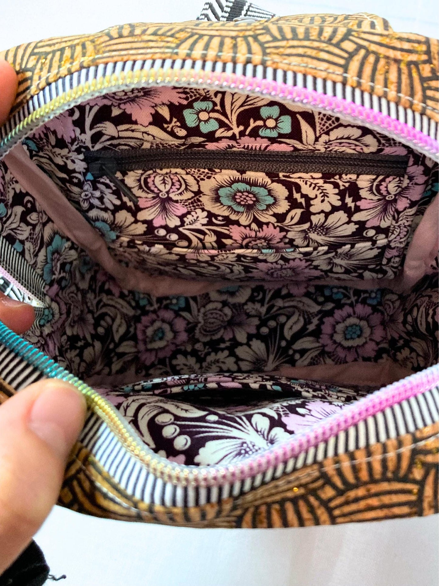 Mini Sling Backpack | Tula Pink Nightshade | Adjustable Strap Bag Purse | Back to School Festival Rave Theme Park Travel | Witchy Punk Goth