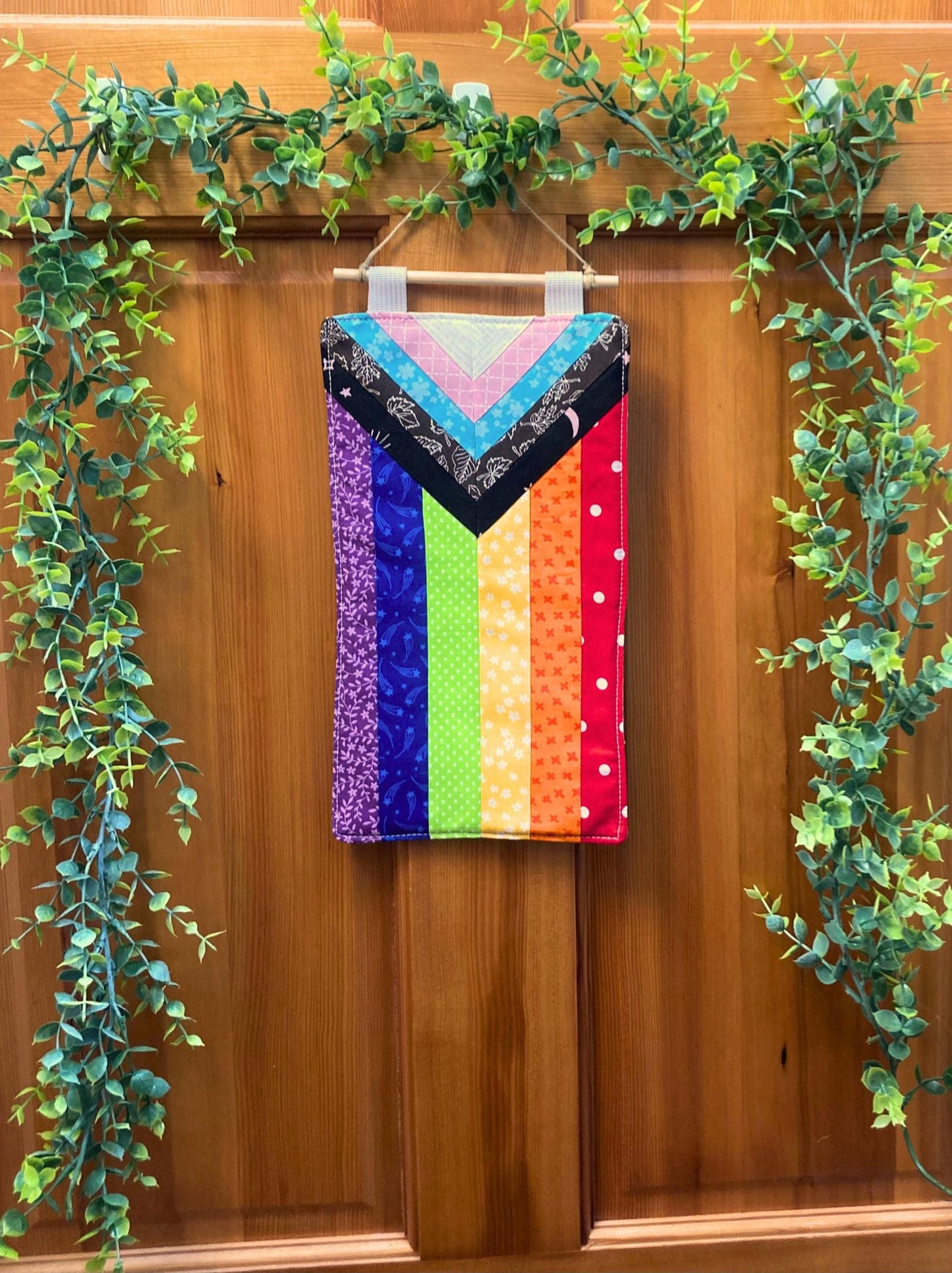 Quilted Wall Hanging Progress Pride Flag | Quilted Cotton Fabric Wall Art | LGBTQ Rainbow Home Decor | Handmade in Washington