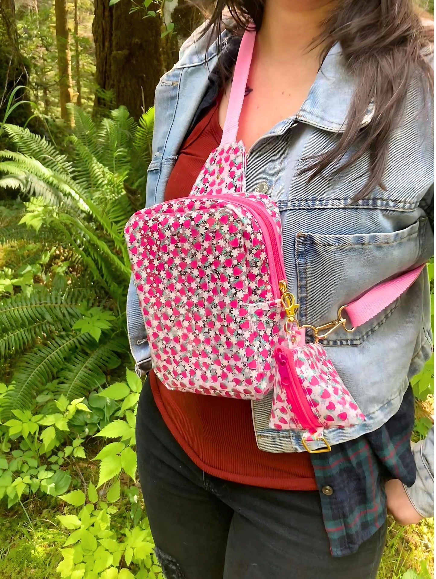 Transparent Berry Sling Backpack | Clear Adjustable Strap Bag Purse & Coin Pouch | Back to School Festival Rave Park Arena Concert Sports