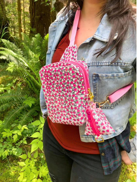 Transparent Berry Sling Backpack | Clear Adjustable Strap Bag Purse & Coin Pouch | Back to School Festival Rave Park Arena Concert Sports