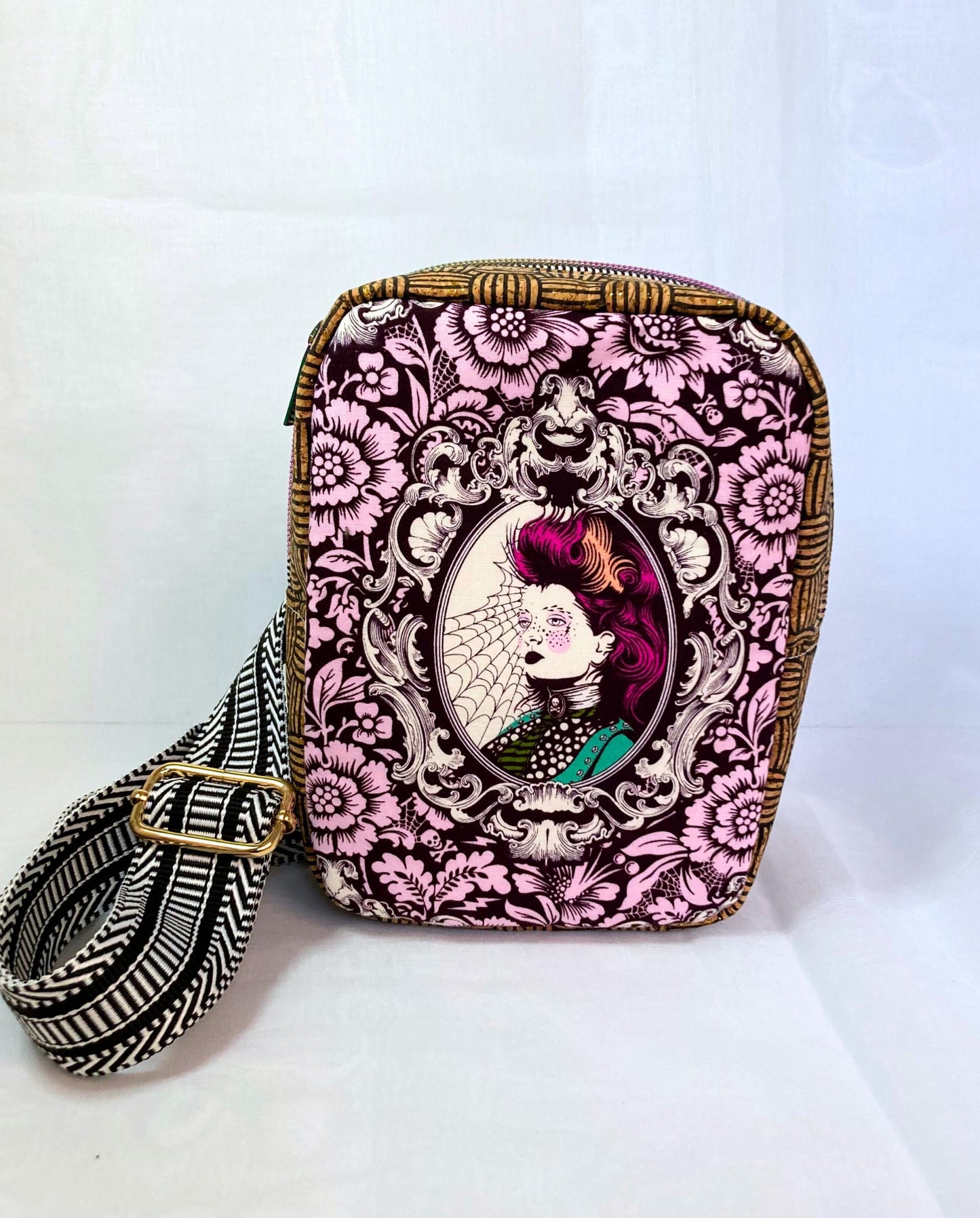 Mini Sling Backpack | Tula Pink Nightshade | Adjustable Strap Bag Purse | Back to School Festival Rave Theme Park Travel | Witchy Punk Goth