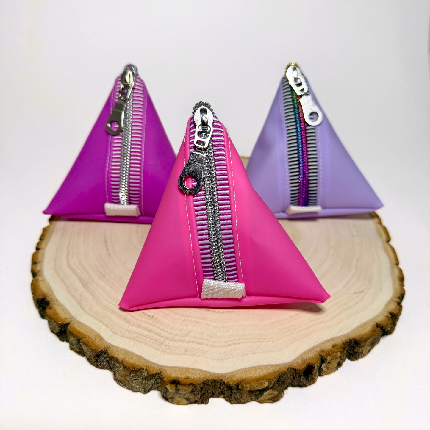 Rainbow Jelly Vinyl Coin Purse Tetrahedron Keychain Bag Geometry Pouch