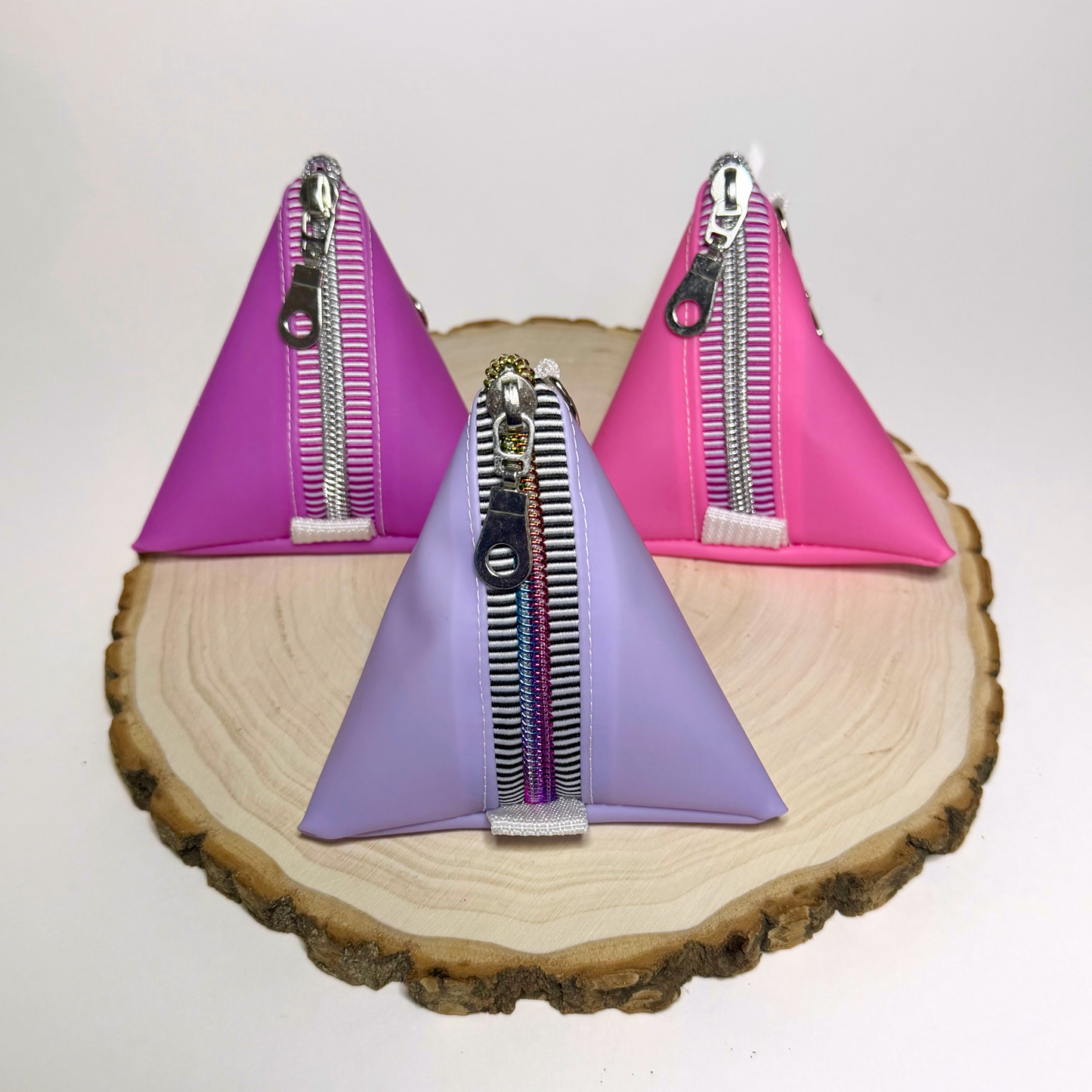 Rainbow Jelly Vinyl Coin Purse Tetrahedron Keychain Bag Geometry Pouch