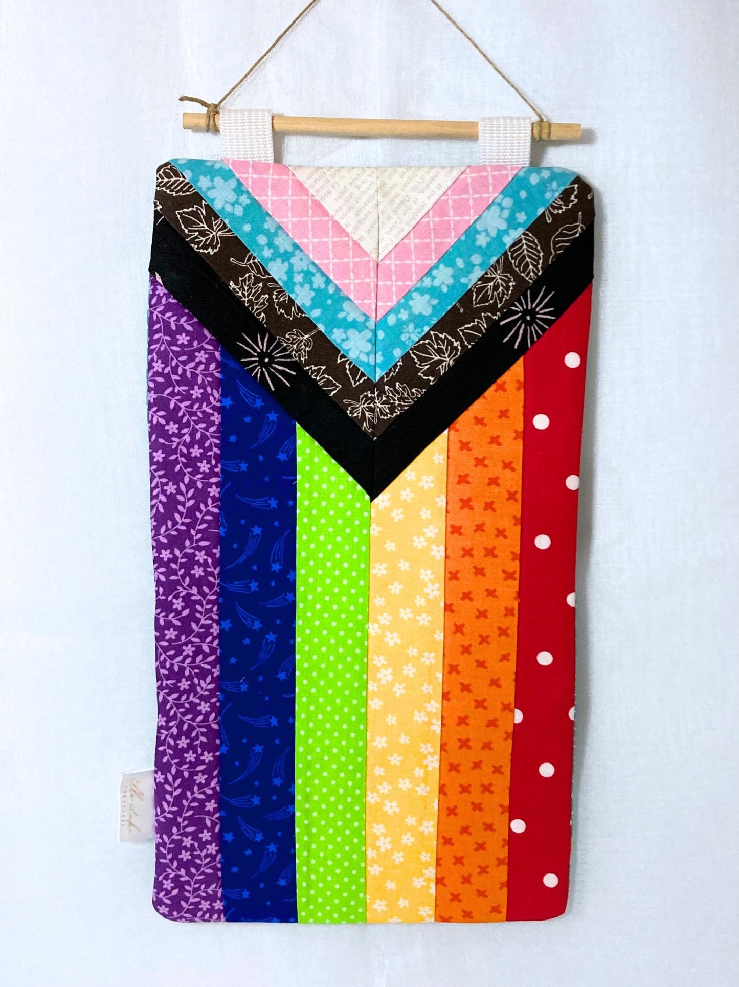 Quilted Wall Hanging Progress Pride Flag | Quilted Cotton Fabric Wall Art | LGBTQ Rainbow Home Decor | Handmade in Washington