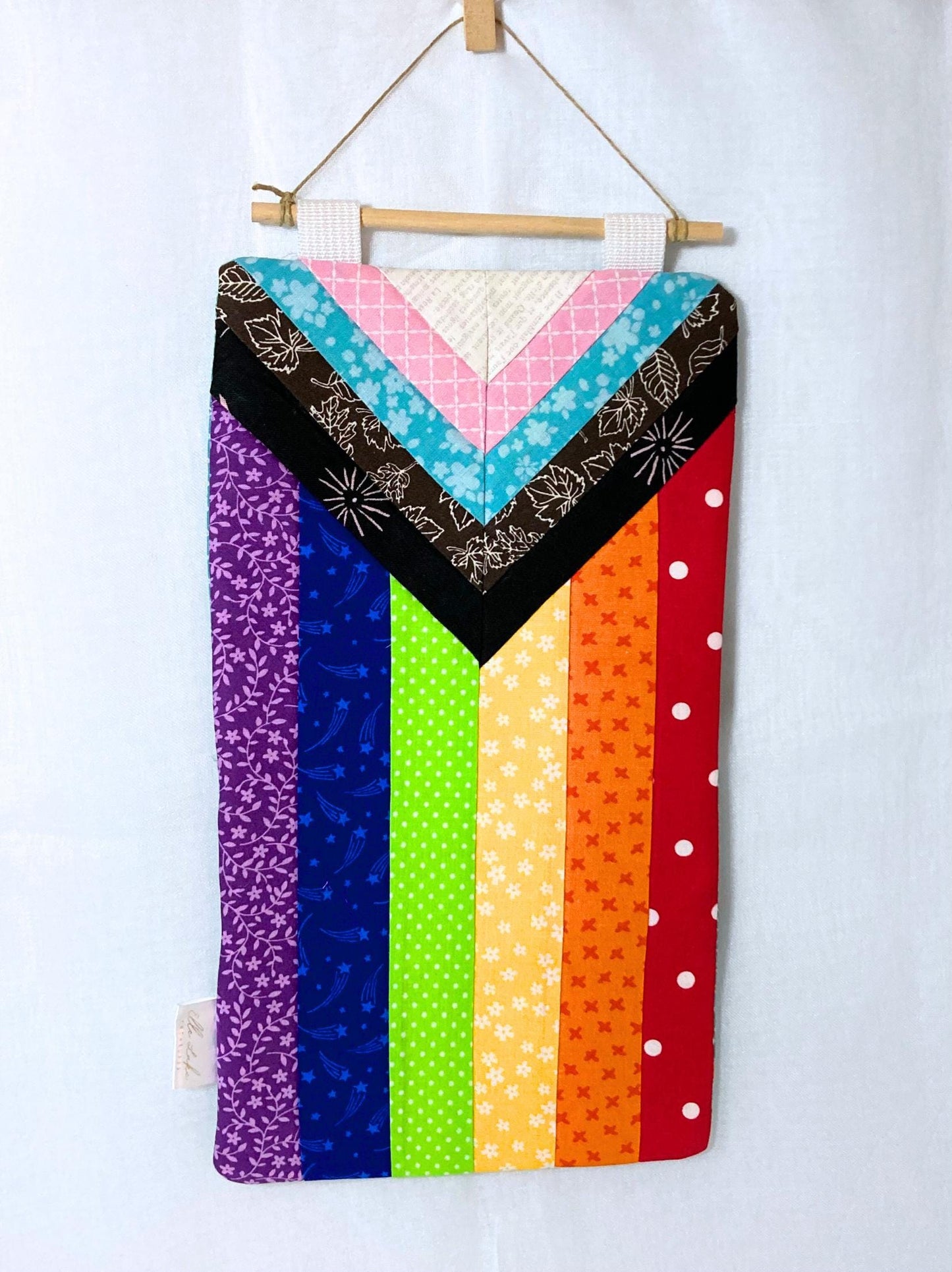 Quilted Wall Hanging Progress Pride Flag | Quilted Cotton Fabric Wall Art | LGBTQ Rainbow Home Decor | Handmade in Washington