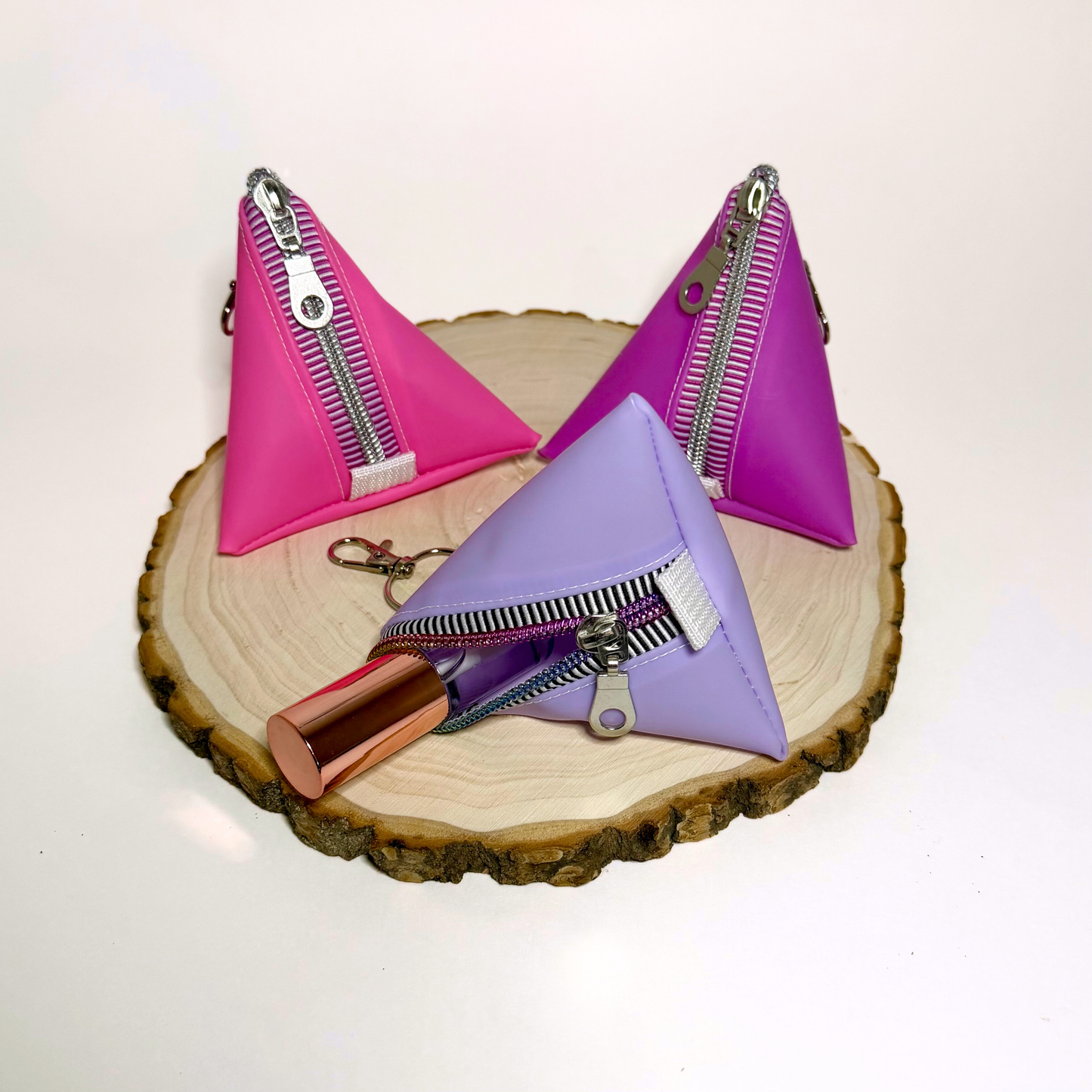 Rainbow Jelly Vinyl Coin Purse Tetrahedron Keychain Bag Geometry Pouch