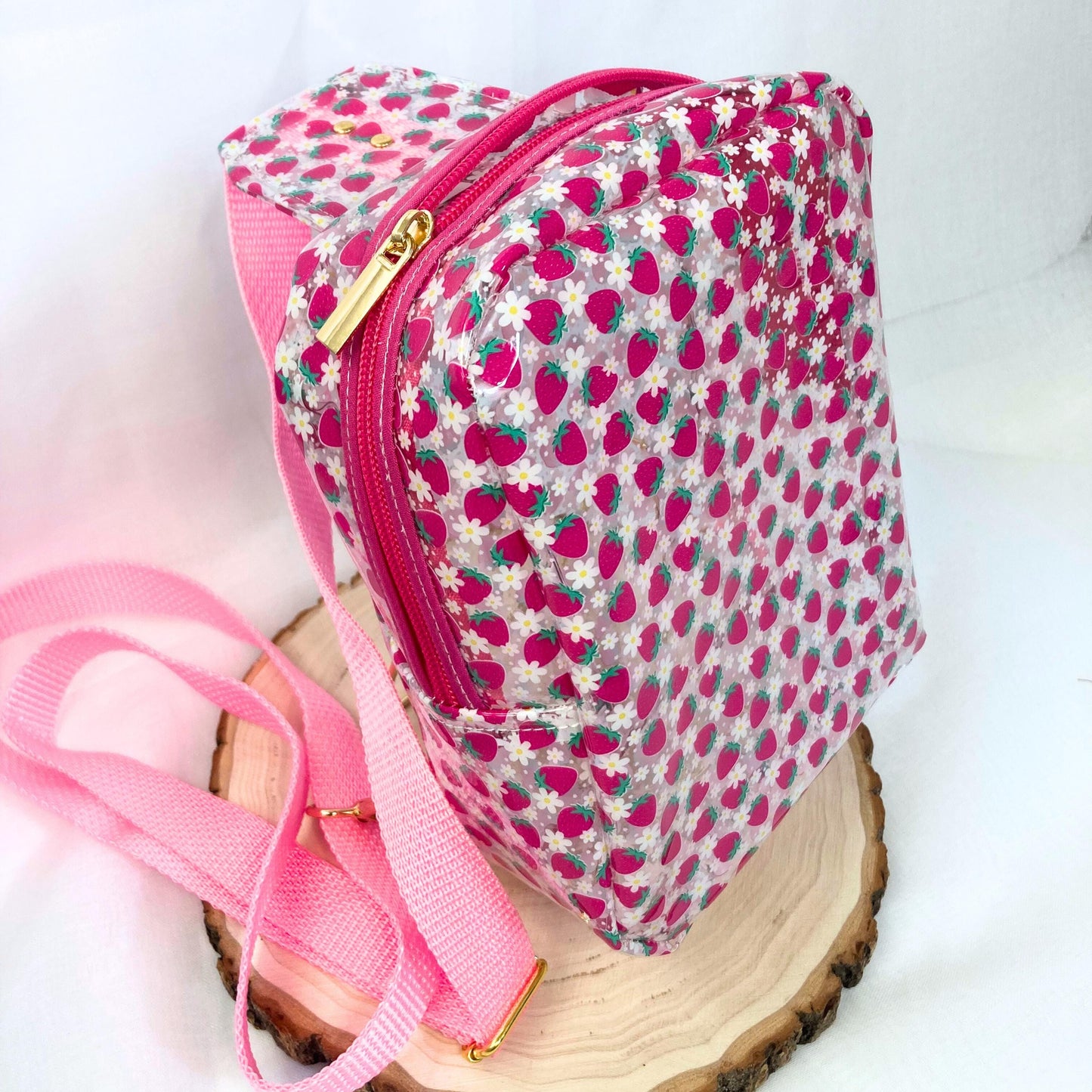 Transparent Berry Sling Backpack | Clear Adjustable Strap Bag Purse & Coin Pouch | Back to School Festival Rave Park Arena Concert Sports