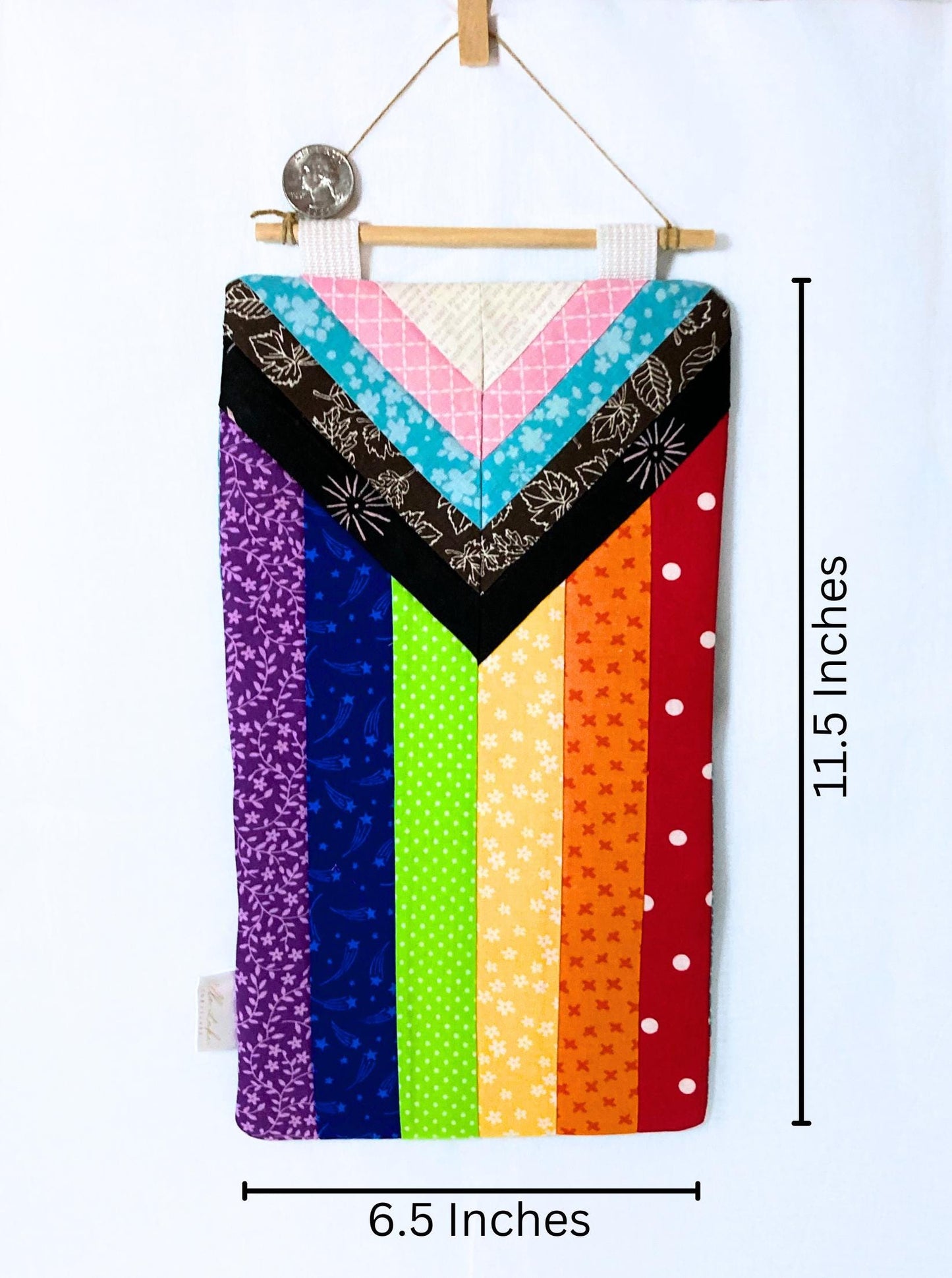 Quilted Wall Hanging Progress Pride Flag | Quilted Cotton Fabric Wall Art | LGBTQ Rainbow Home Decor | Handmade in Washington