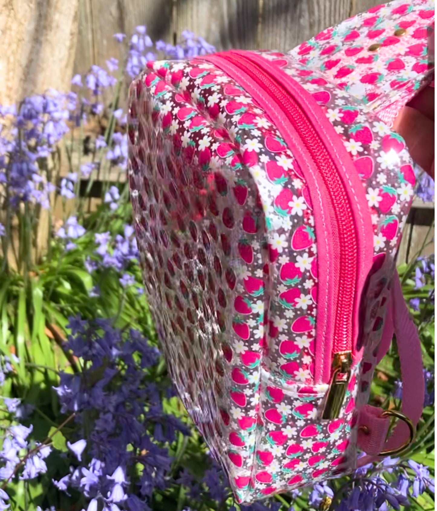 Transparent Berry Sling Backpack | Clear Adjustable Strap Bag Purse & Coin Pouch | Back to School Festival Rave Park Arena Concert Sports