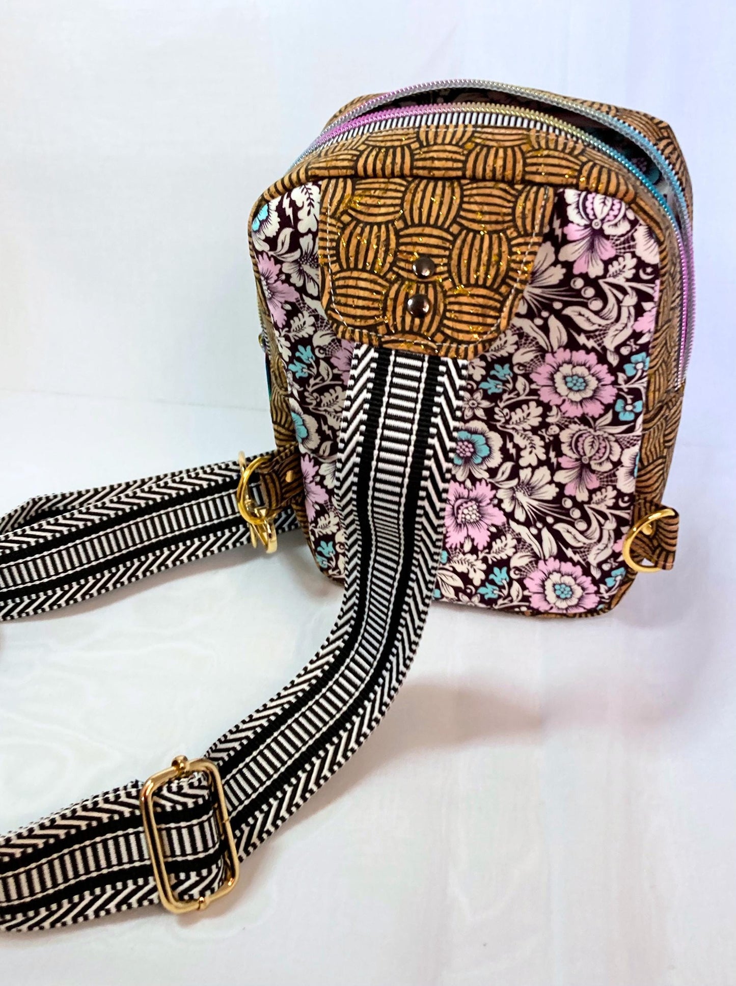 Mini Sling Backpack | Tula Pink Nightshade | Adjustable Strap Bag Purse | Back to School Festival Rave Theme Park Travel | Witchy Punk Goth