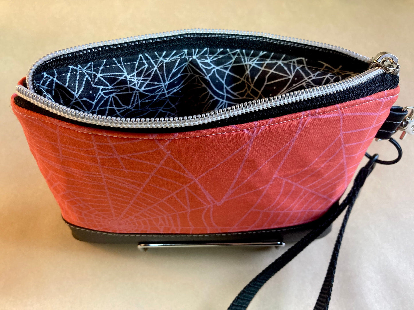 Spiderweb Wristlet Purse | Black Vegan Leather  | Grab N Go Clutch Bag
