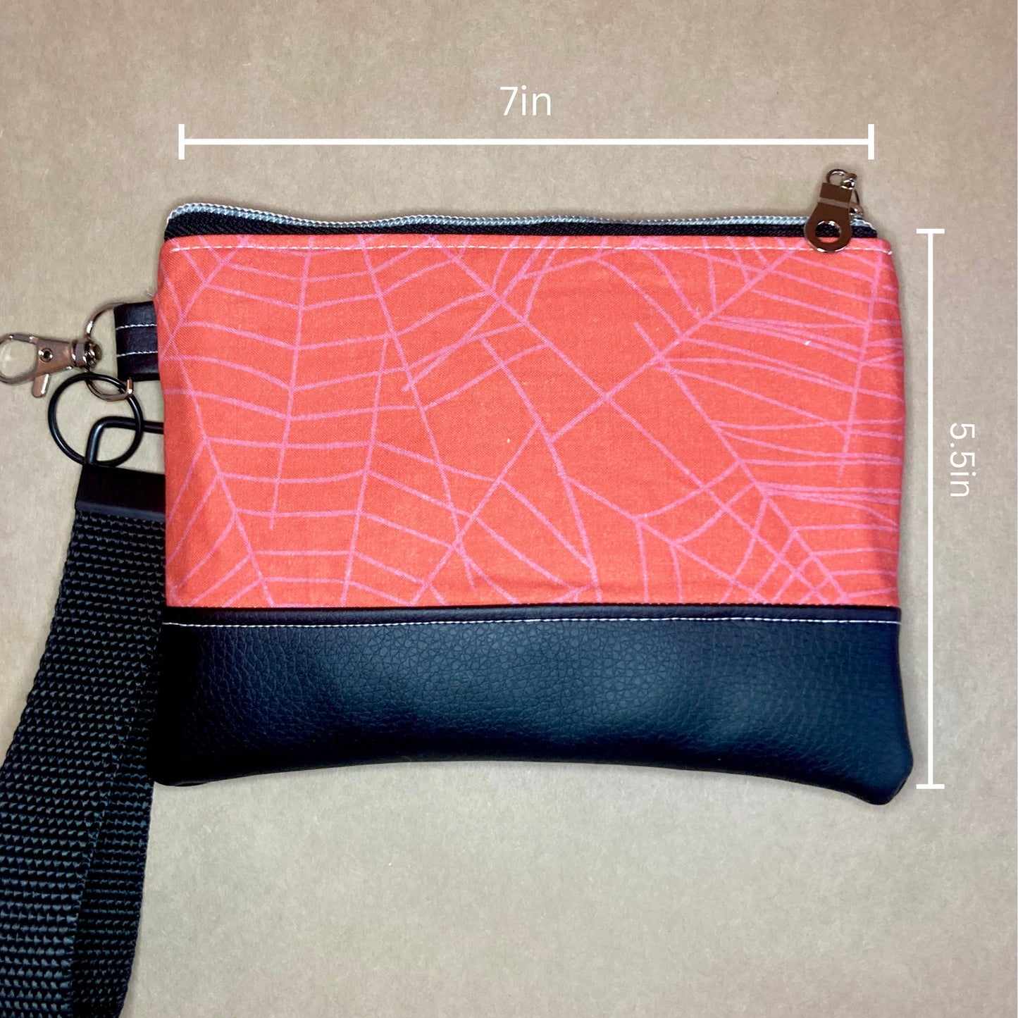 Spiderweb Wristlet Purse | Black Vegan Leather  | Grab N Go Clutch Bag
