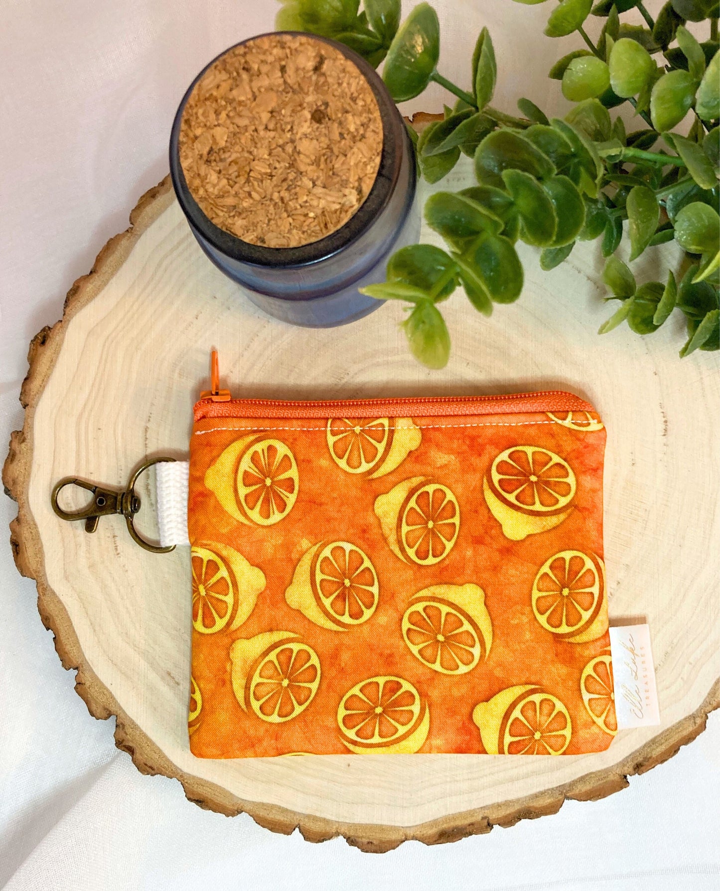 Mini Keychain Zipper Coin Pouch | Orange Lemon Lime Citrus Bag