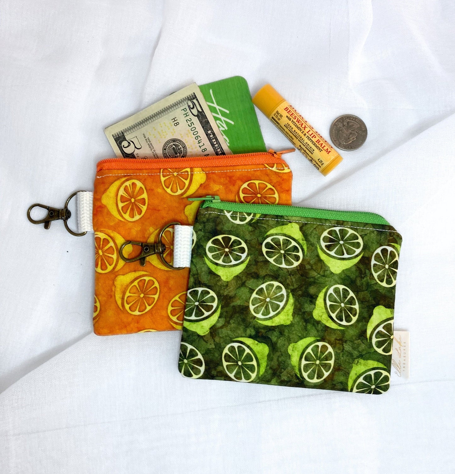 Mini Keychain Zipper Coin Pouch | Orange Lemon Lime Citrus Bag