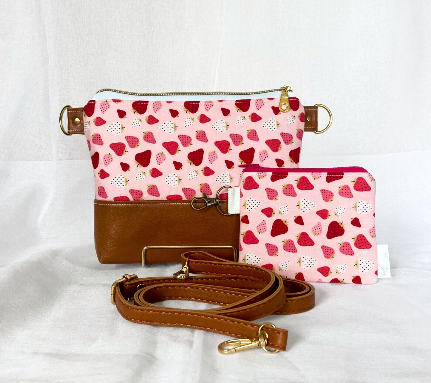 Mini Keychain Zipper Coin Pouch | Strawberry Fruit Berry Bag