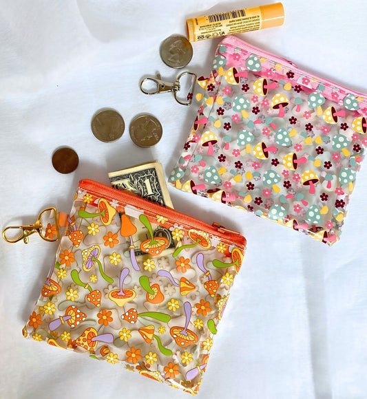 Mini Keychain Zipper Coin Pouch | Magic Mushroom Bag