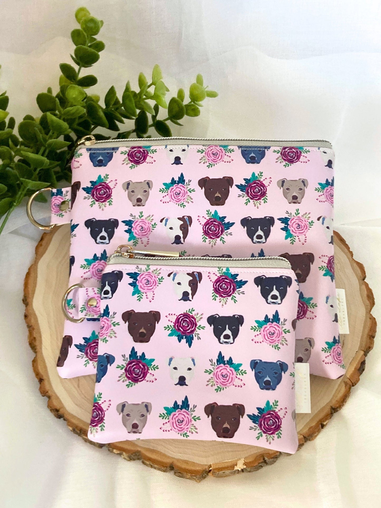 Zipper Bag Vinyl Pet Bag | Dog Pibbles Pitbull Bully Breed | 2 Sizes Gift Set