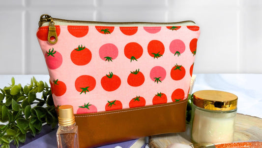 Tomato Makeup Bag | Cotton Vinyl Cosmetic Pouch