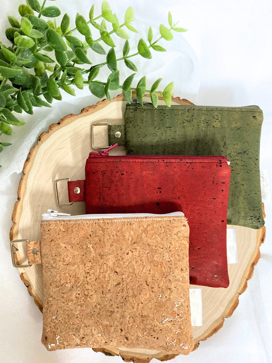 Mini Keychain Coin Pouch | Cork Zipper Bag