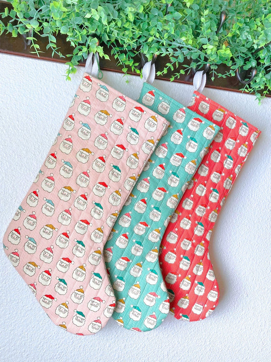 Kitchmas Santa Quilted Christmas Stocking | Cotton Traditional Quilted Stocking Bag